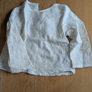 Zara Kids Cream Embroidered Blouse
